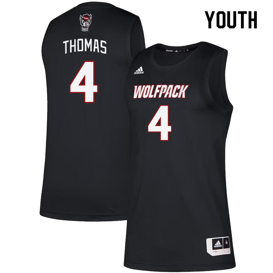 Youth #4 LJ Thomas NC State Wolfpack College Basketball Jerseys Stitched Sale-Black
